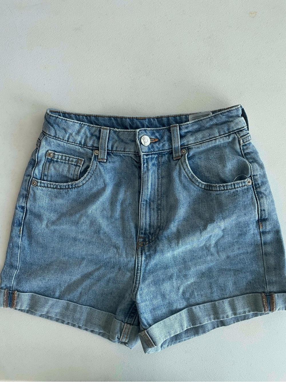 Classic High-Rise Light Blue Denim Shorts